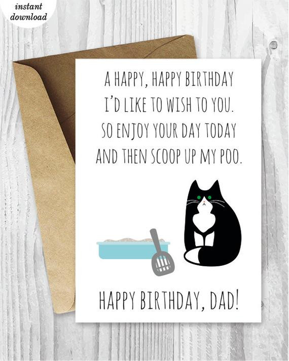 Funny Birthday Card
 Printable Funny Birthday Cards Black and White Cat Cards