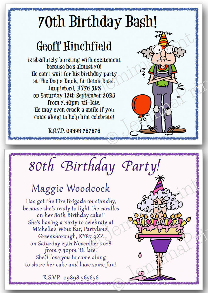 Funny Birthday Invitation Wording
 40th 50th 60th 70th 80th 90th funny Personalised Birthday