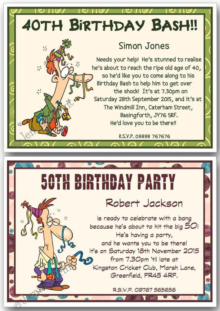 Funny Birthday Invite Wording
 30th 40th 50th 60th 70th 80th personalised funny Birthday