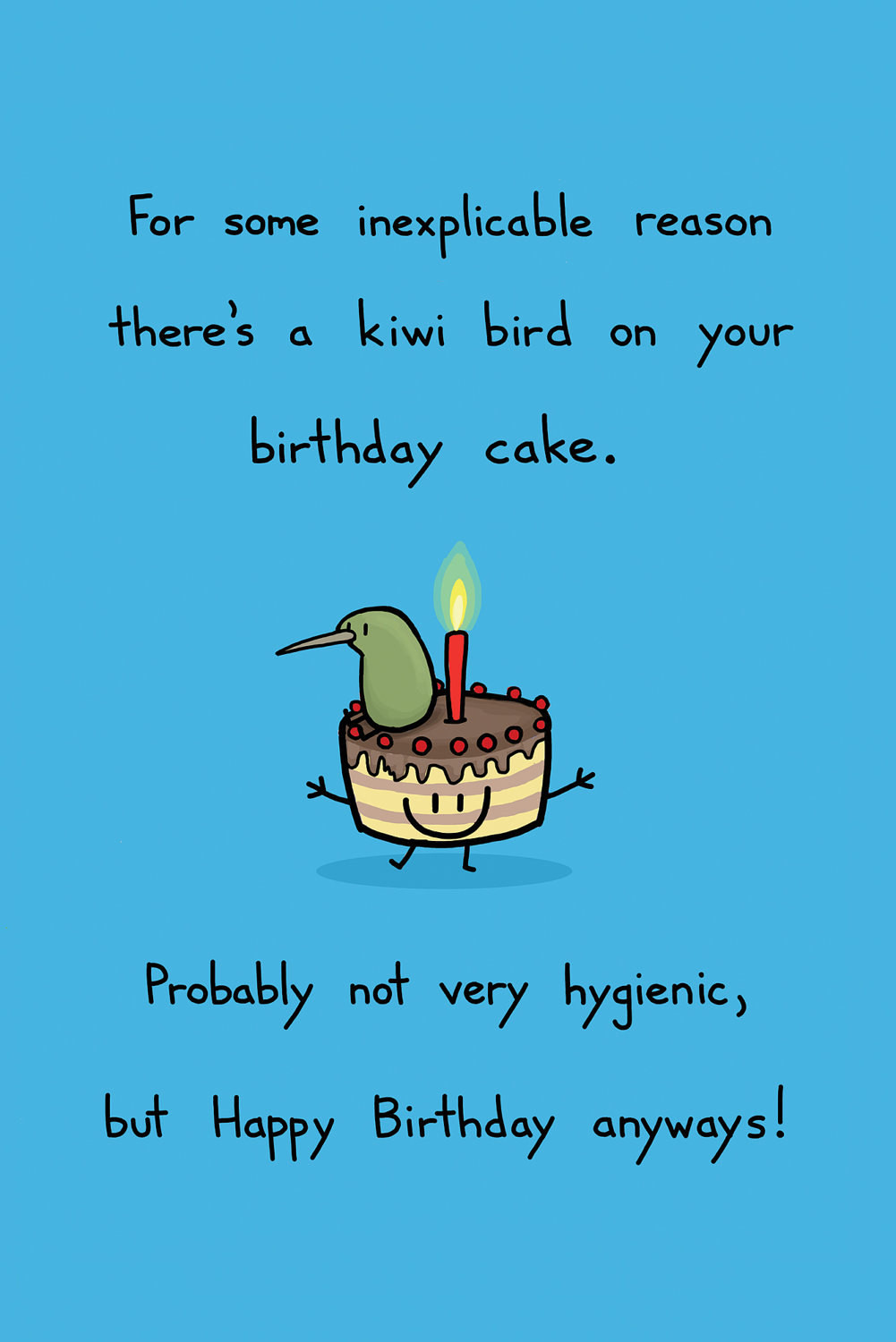 Funny Cards For Birthday
 Happy Birthday Kiwi on Your Cake Greeting Card by bikeparts