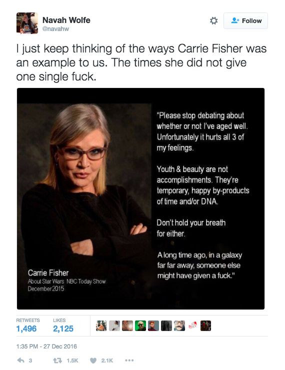 Funny Carrie Fisher Quotes
 19 Tweets That Perfectly Explain What Carrie Fisher Meant