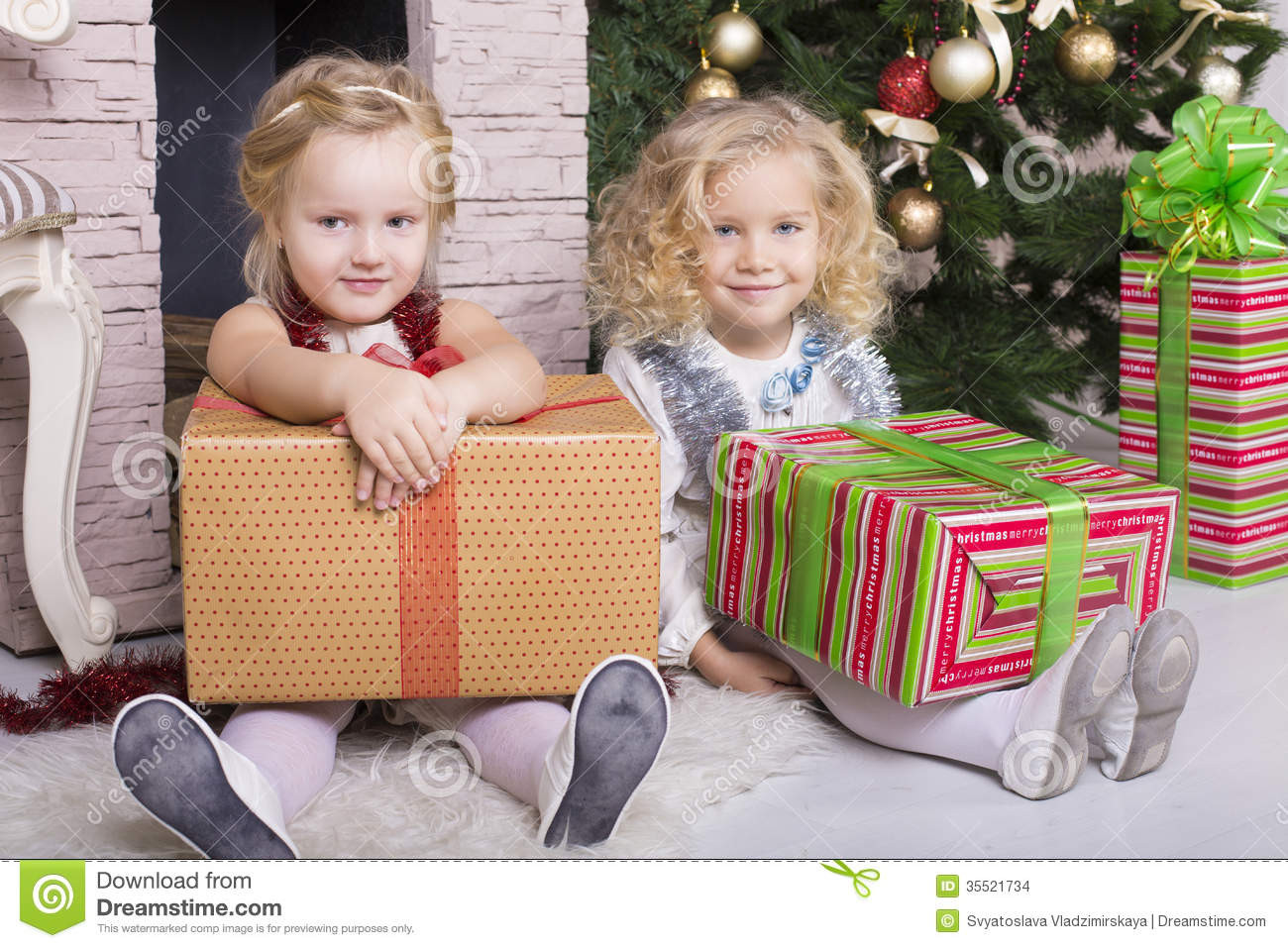 Funny Kids Gifts
 Funny Kids With Christmas Gift Stock Image of girl
