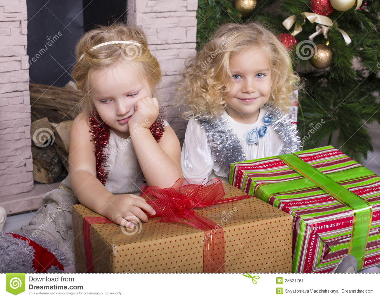 Funny Kids Gifts
 Funny Kids With Christmas Gift Stock Image Image of love