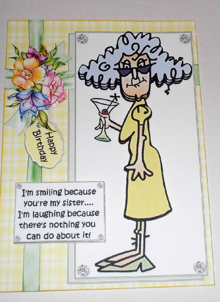 Funny Old Lady Birthday Cards
 Handmade Greeting Card 3D Sister Happy Birthday With An