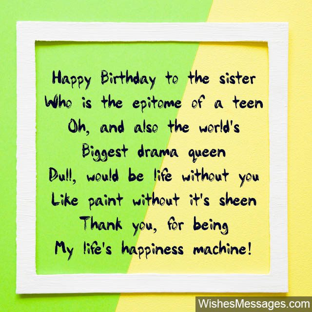 Funny Sister Birthday Poems
 Birthday Poems for Sisters – WishesMessages