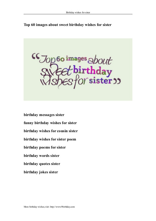 Funny Sister Birthday Poems
 Top 60 images about sweet birthday wishes for sister