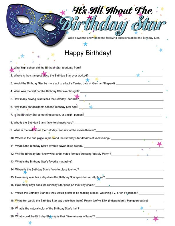 Games For 50th Birthday Party
 Printable It s All About The Birthday Star Funsational