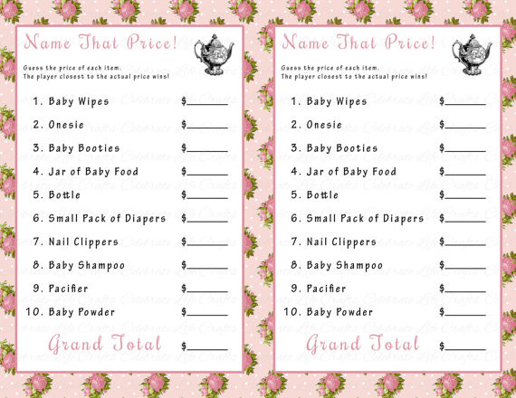 Games For Baby Shower Party
 Baby Shower Name That Price Game Printable Baby Shower Games