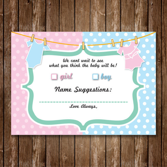 Games For Baby Shower Party
 Prediction Cards Gender Reveal Party Baby Shower Game