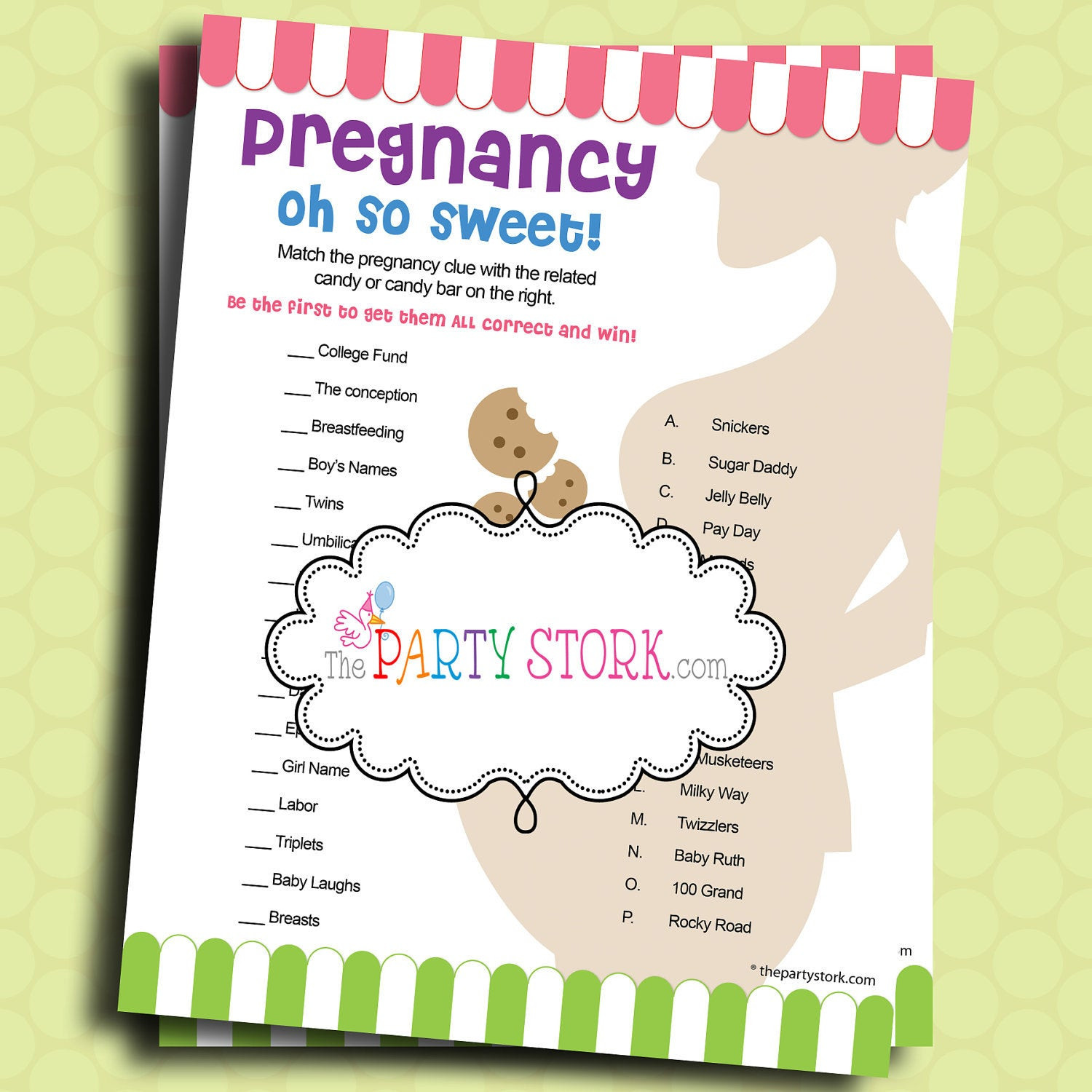 Games For Baby Shower Party
 Baby Shower Candy Bar Game Pregnancy Oh So Sweet Printable