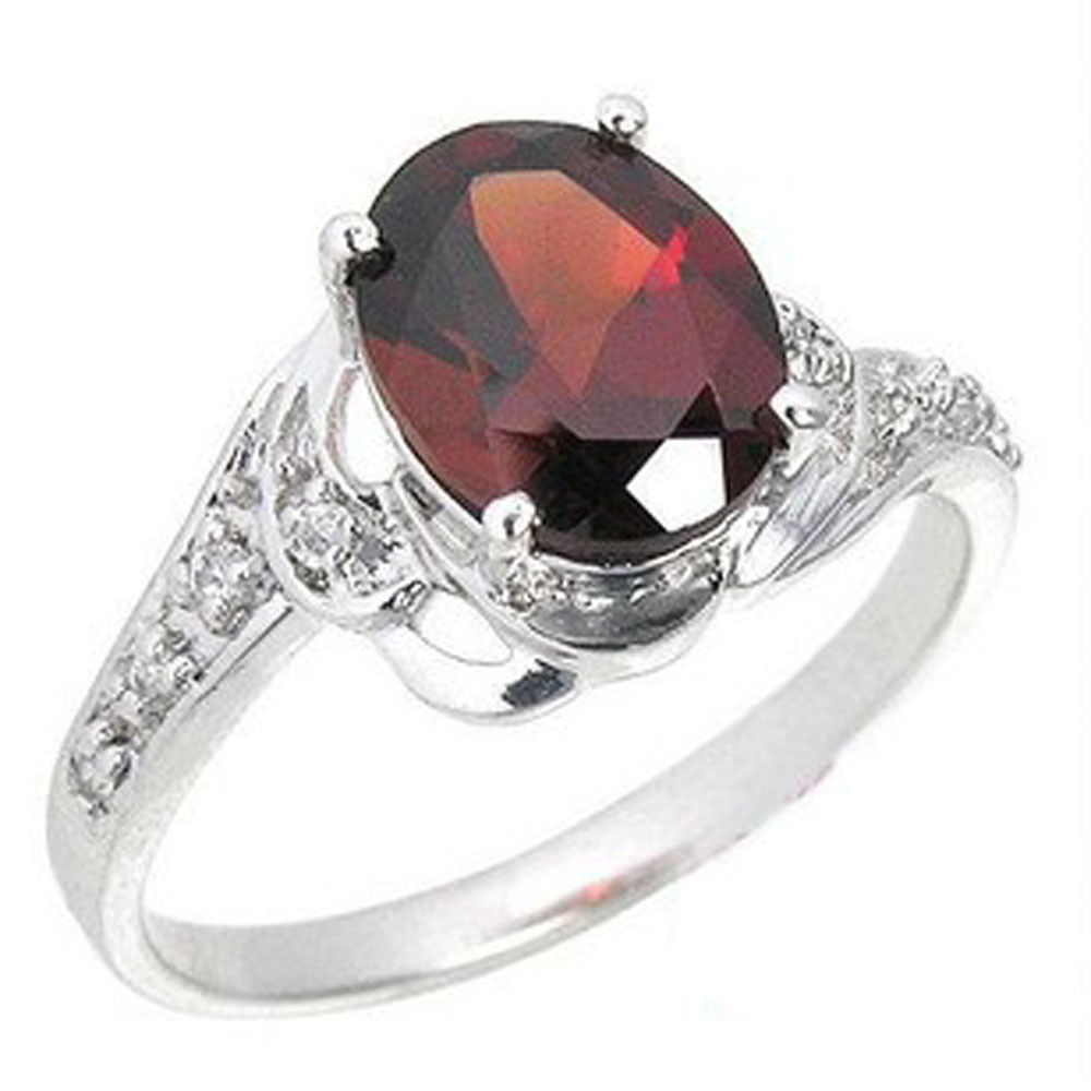 Garnet Wedding Rings
 1 ct Oval Cut Antique Garnet Engagement Ring In 14k White