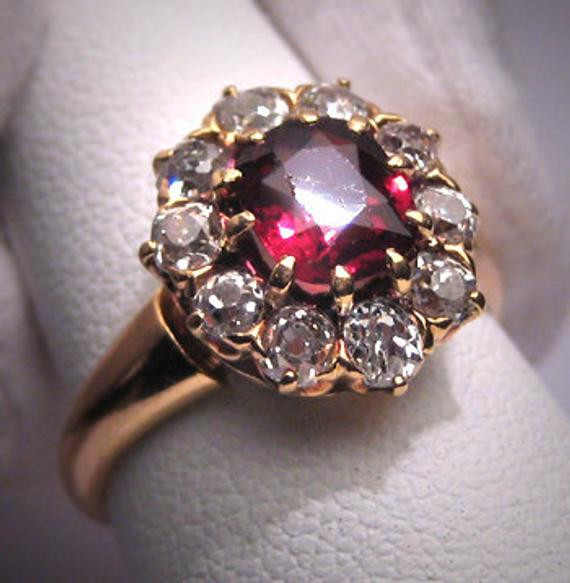 Garnet Wedding Rings
 Antique Garnet Diamond Wedding Ring Vintage Victorian