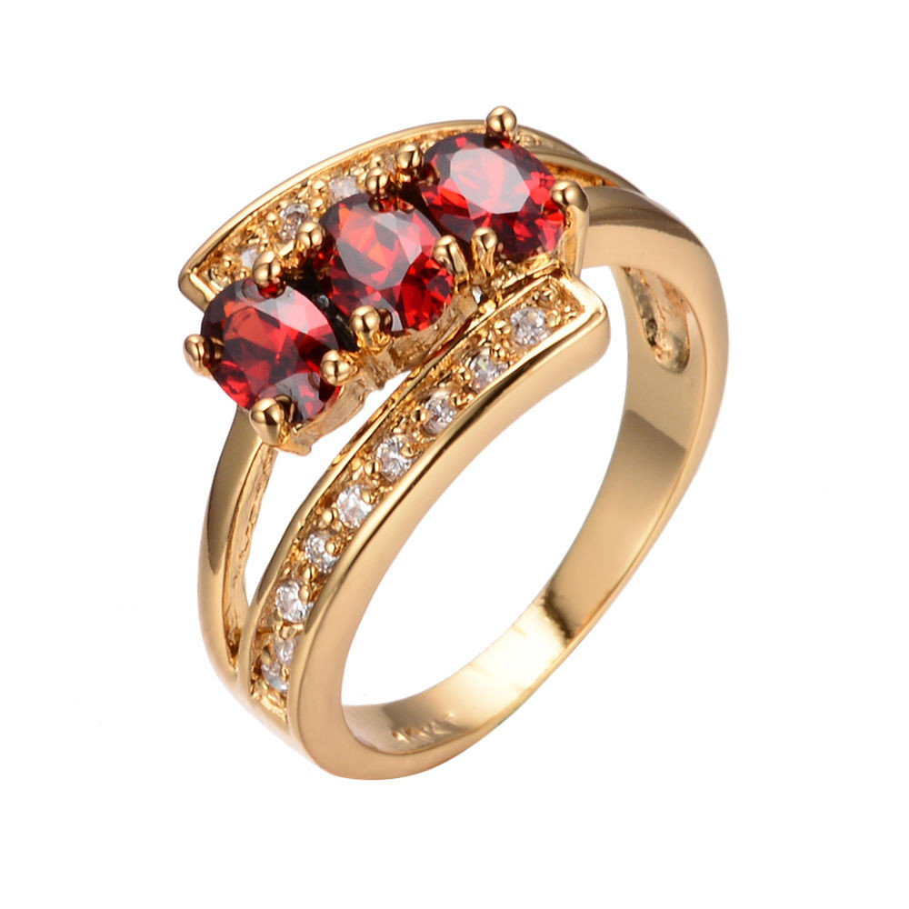 Garnet Wedding Rings
 10KT Yellow Gold Filled Garnet Ruby CZ Engagement Ring Sz