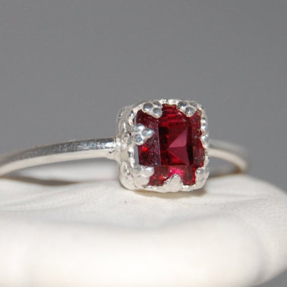 Garnet Wedding Rings
 Garnet Solitaire Engagement Ring Vintage Engagement Ring