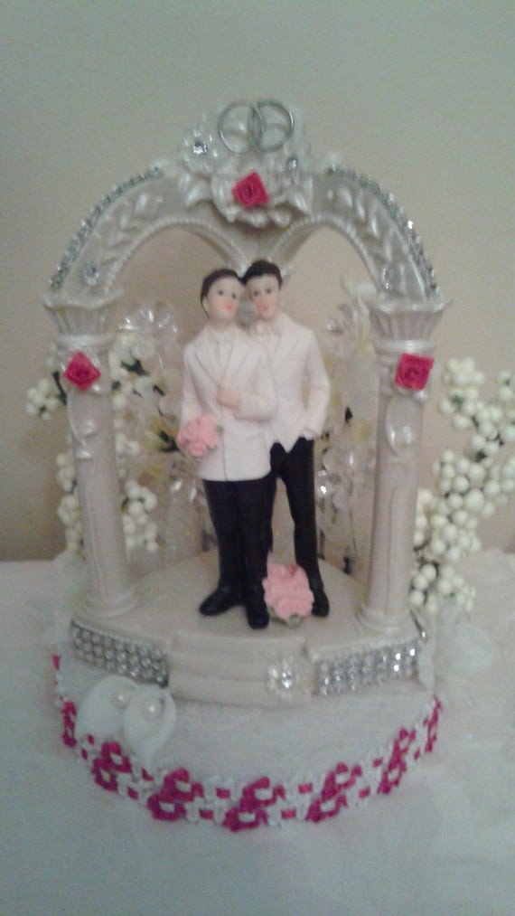 Gay Cake Toppers For Wedding Cakes
 Gay Male Wedding Cake Topper or Dais Centerpiece by