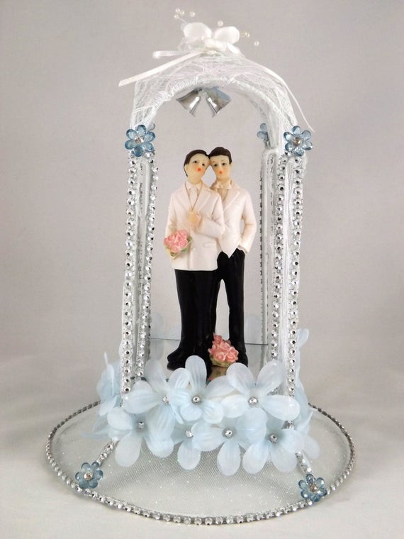 Gay Cake Toppers For Wedding Cakes
 Lighted Gay Male Wedding Cake Topper or Dais by MBZCreations