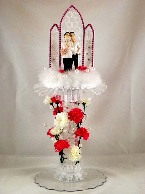 Gay Cake Toppers For Wedding Cakes
 Lighted Gay Male Wedding Cake Topper or Dais by MBZCreations