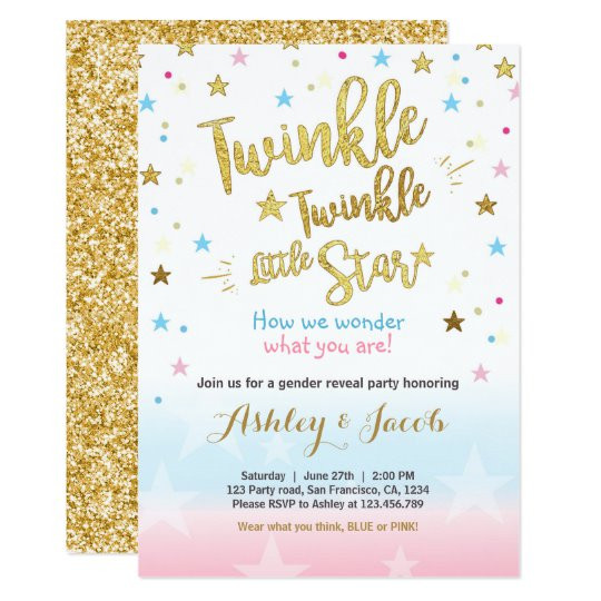 Gender Reveal Party Invitation Ideas
 Gender reveal invitation Baby shower Twinkle Star