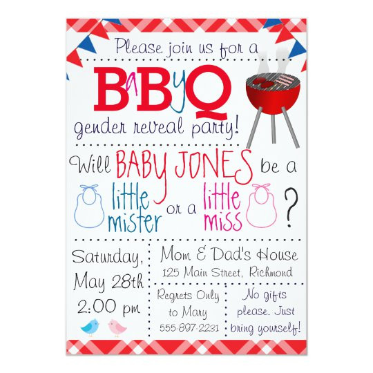 Gender Reveal Party Invitation Ideas
 Baby Q Gender Reveal Party Invitation