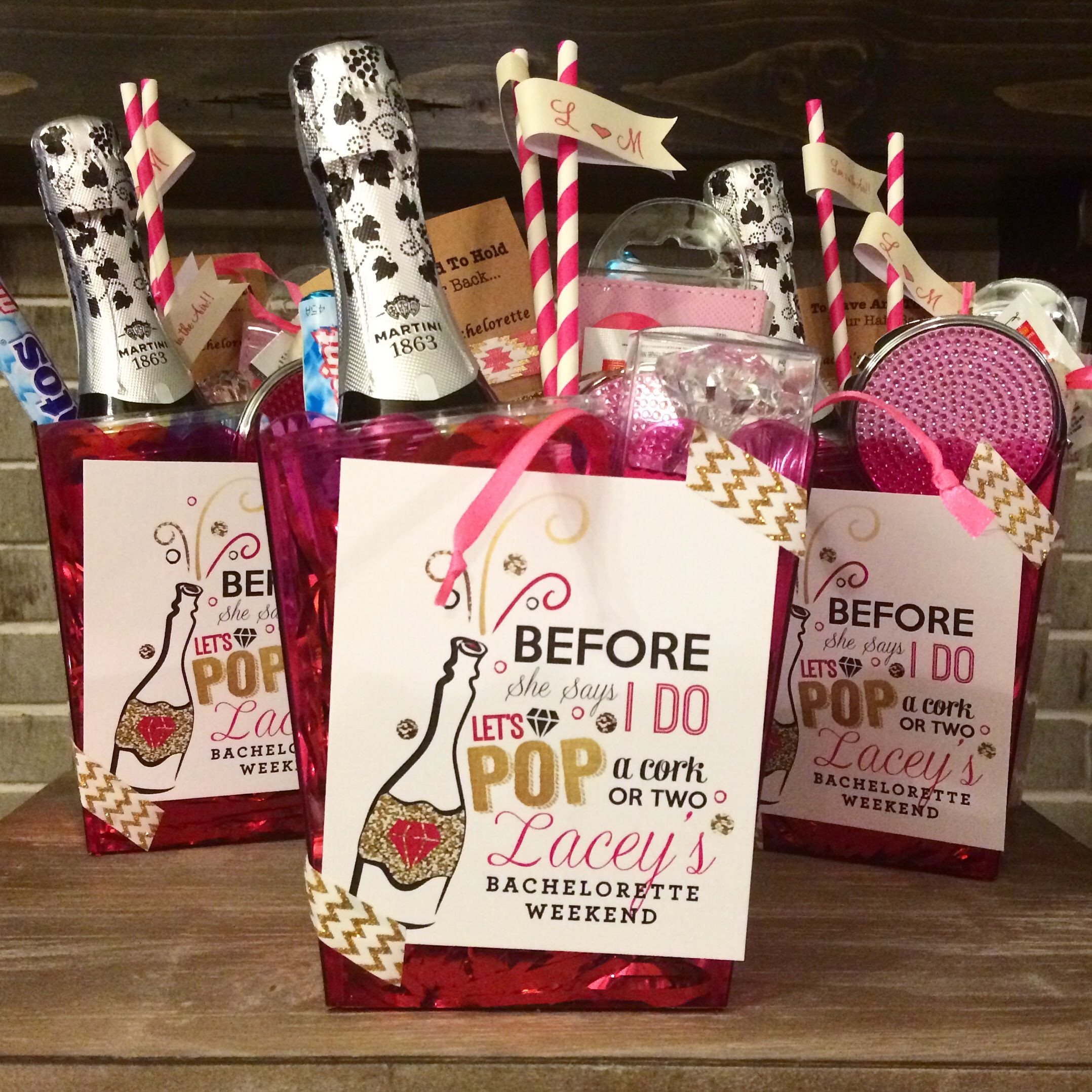 Gift Bag Ideas For Bachelorette Party
 Before she says I do let s pop a cork or two Custom