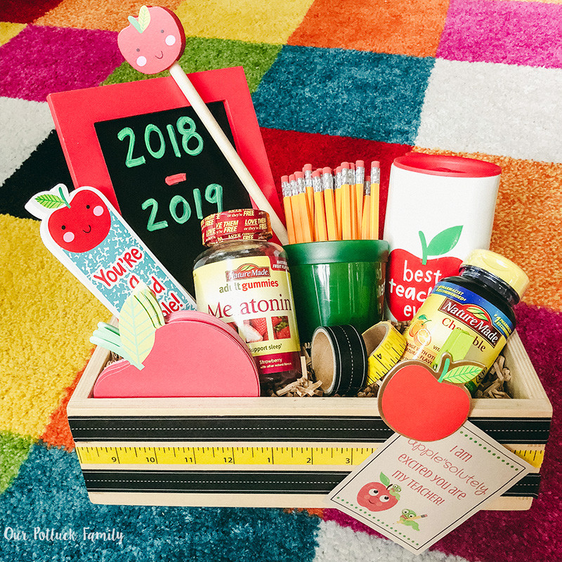 Gift Basket Ideas For Teachers
 Back to School Teacher Gift Basket Our Potluck Family