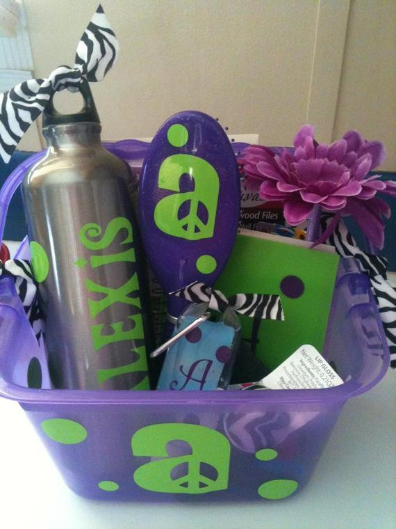 Gift Basket Ideas For Teenage Girl
 Items similar to Teen Tween customized t basket