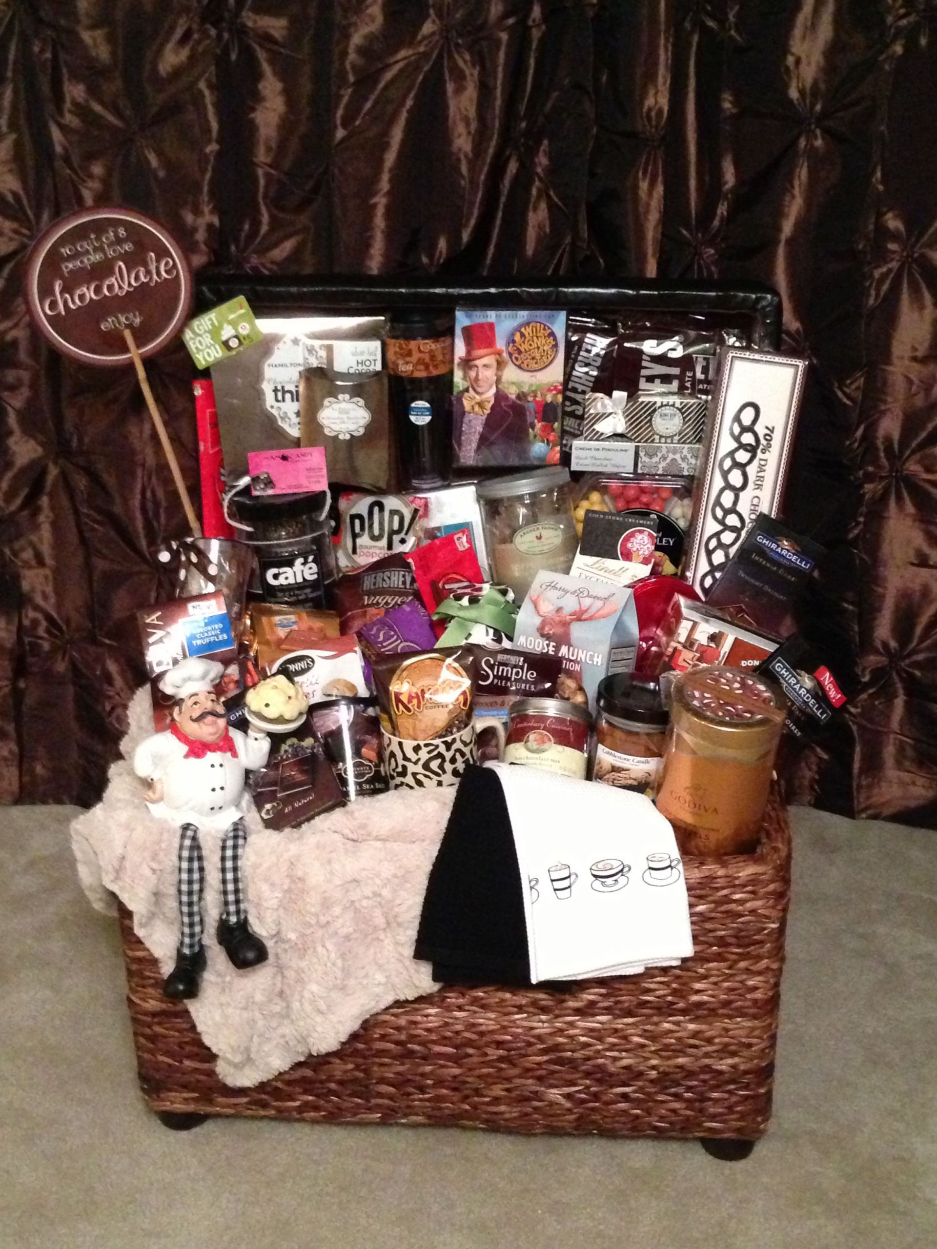 Gift Basket Theme Ideas For Silent Auction
 Chocolate lovers t basket Made for a school fundraiser