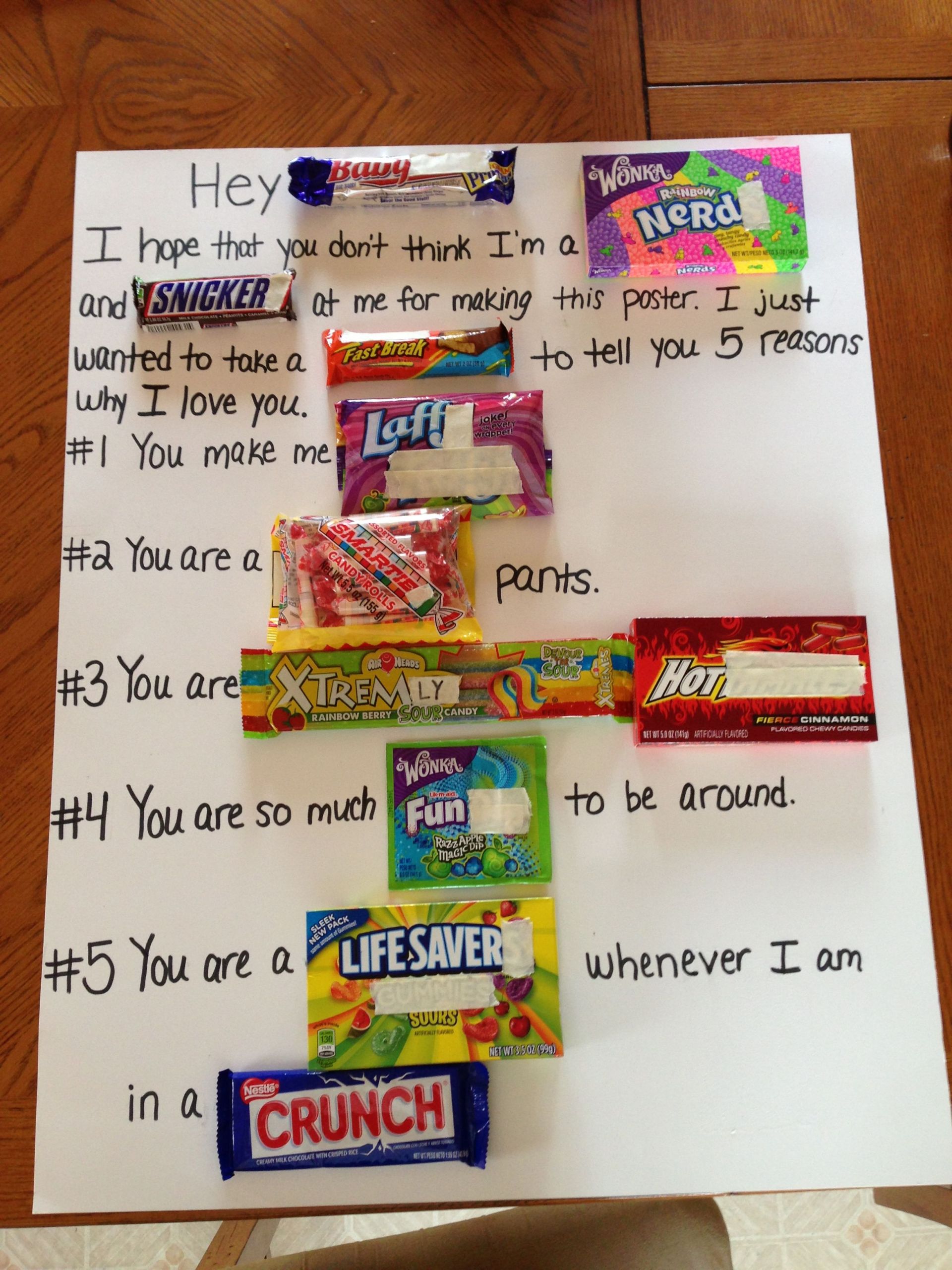 Gift Ideas For 1 Year Anniversary For Him
 Homemade fun & easy anniversary t why i love you paragraph with candy