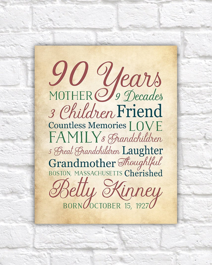Gift Ideas For Elderly Grandmother
 90th Birthday Gift for 90 Year Old Born 1928 Birthday