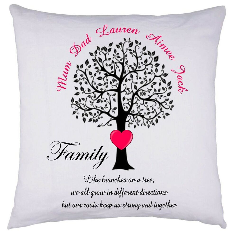Gift Ideas For Mother'S Birthday
 PERSONALISED Family Tree Cushion Cover Gift Valentines
