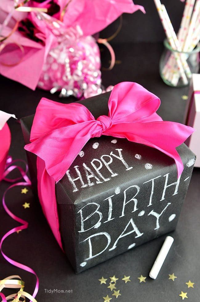 Gifts For Birthday
 DIY Chalkboard Gift Wrap