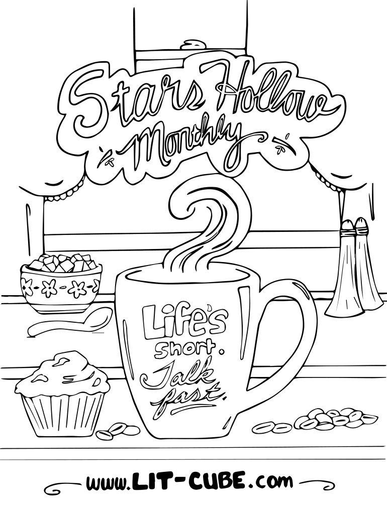 Gilmore Girls Coloring Book
 FREE Stars Hollow Monthly Adult Coloring Page