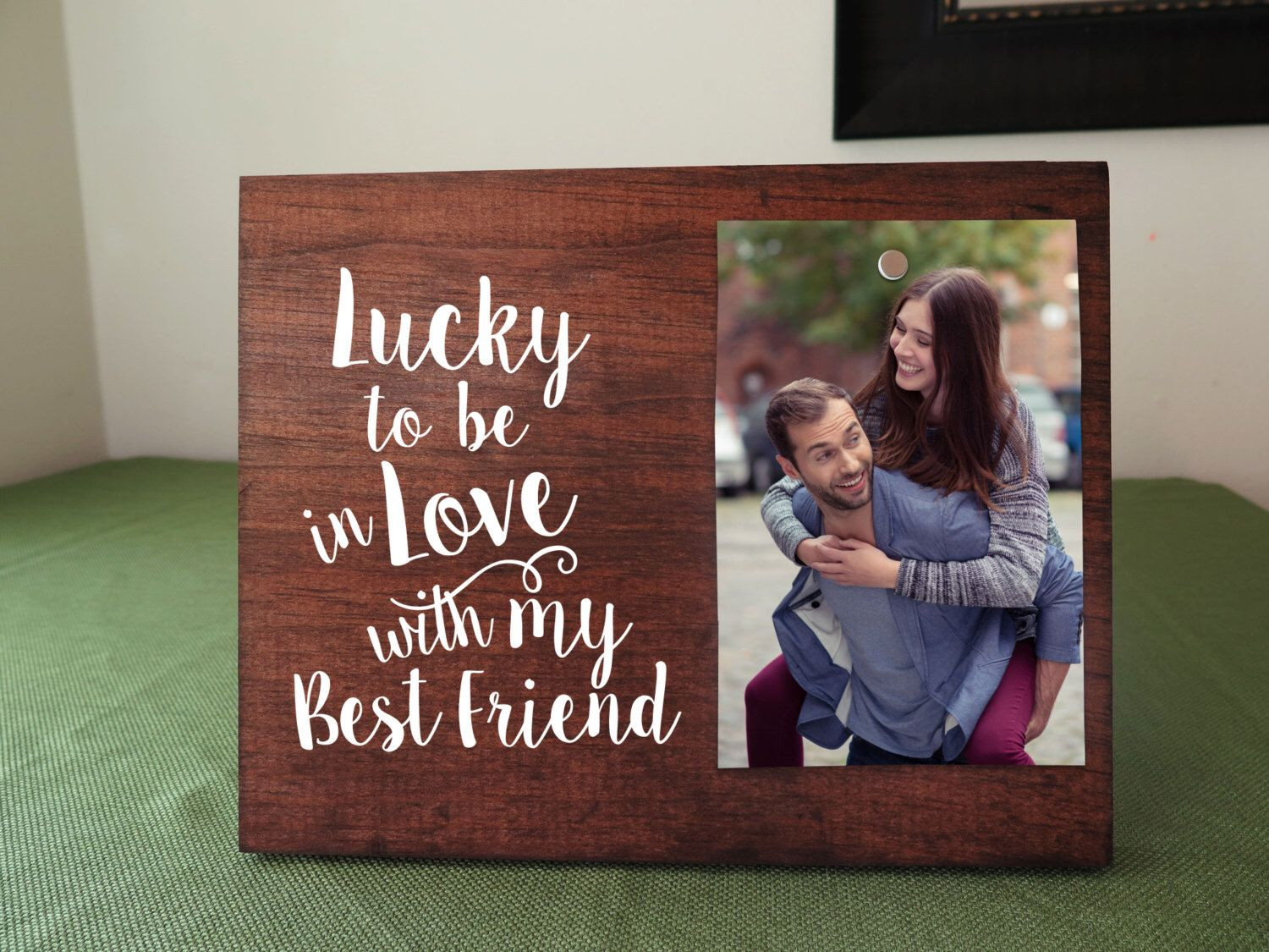 Girlfriend Anniversary Gift Ideas
 Boyfriend Gift for Him or Her Lucky to Be in Love Picture