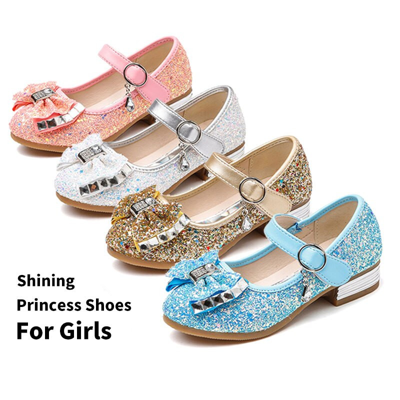 Girls Wedding Dress Shoes
 Sibahe kids Shoes for Girl Princess Party Glitter Shoes