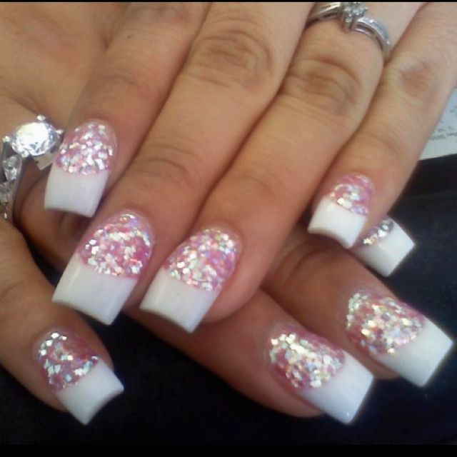 Glitter French Tip Acrylic Nails
 496 best ♥ Dope Nails ♥ images on Pinterest