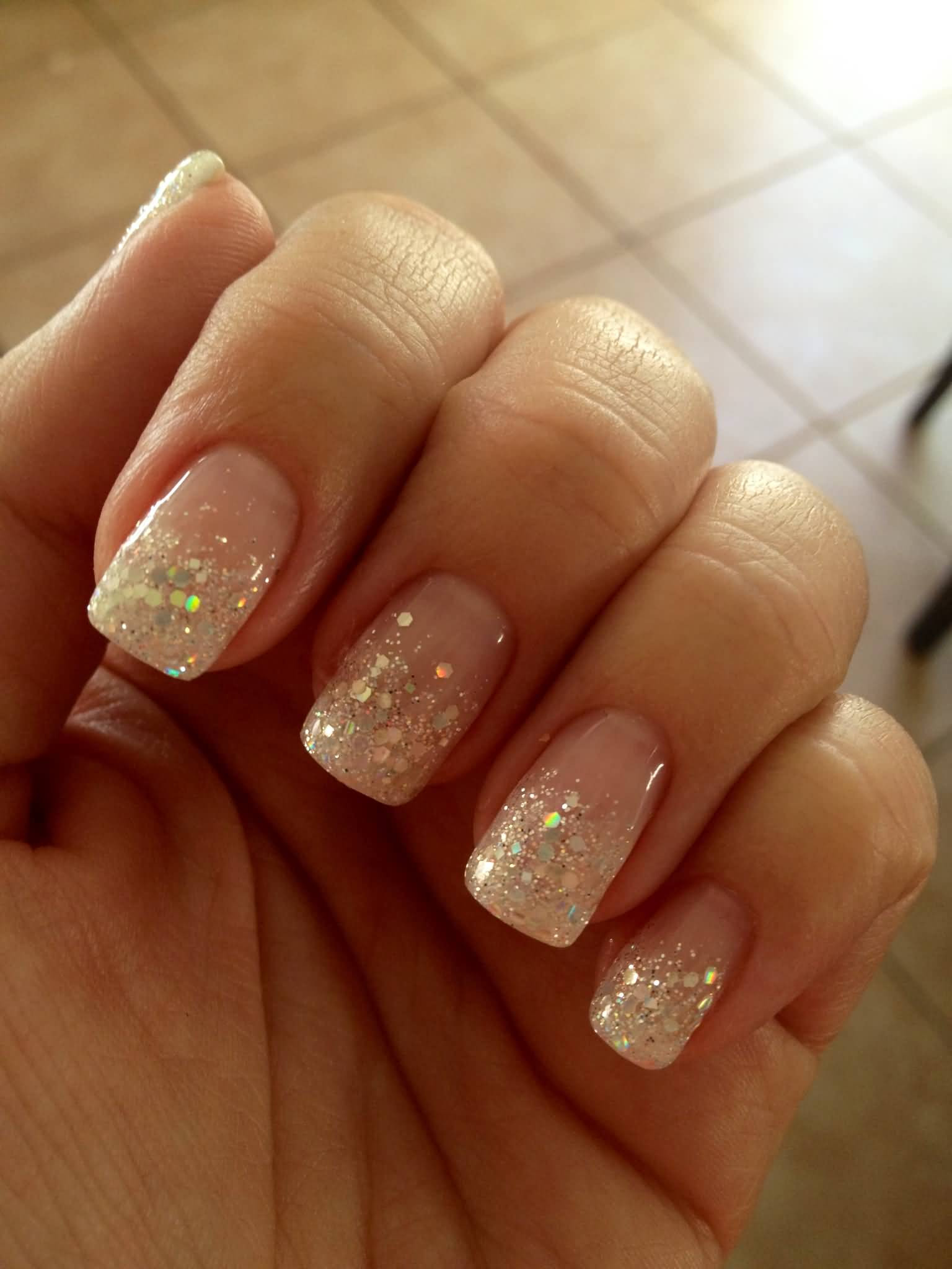 Glitter French Tip Acrylic Nails
 50 Most Beautiful Glitter French Tip Nail Art Design Ideas