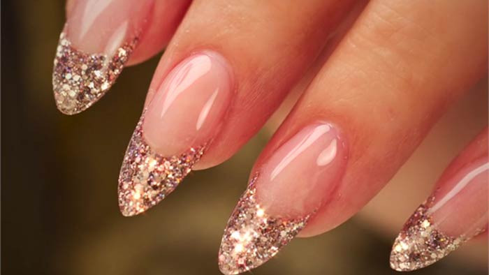 Glitter French Tip Acrylic Nails
 sparkly glitter french tip acrylic nails