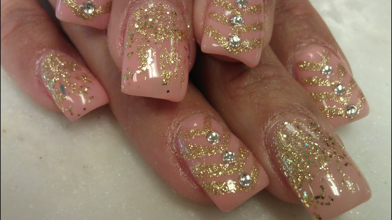 Glitter Gel Nail Designs
 HOW TO GEL COLOR GOLD GLITTER NAIL DESIGNS PART 2