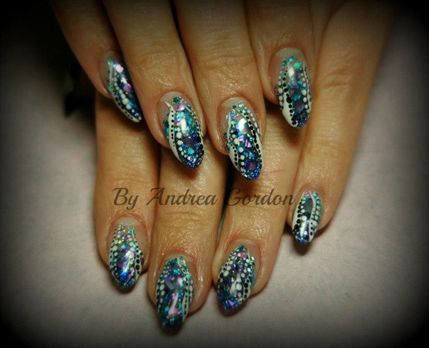 Glitter Mixes For Nails
 Glitter mix acrylic nails freehand art Nail Art Gallery