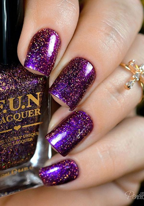 Glitter Purple Nails
 Best 25 Purple nail designs ideas on Pinterest