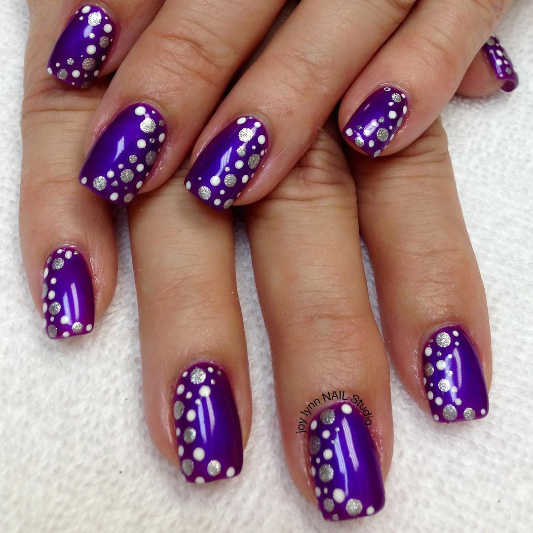 Glitter Purple Nails
 65 Cool Purple Nail Art Design Ideas