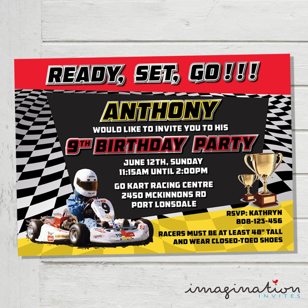 Go Kart Birthday Party
 Go Kart Racing Invitation Birthday Party by ImaginationInvites