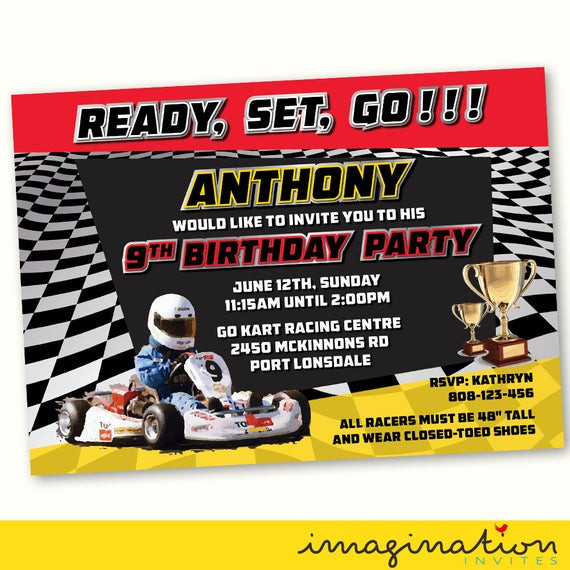 Go Kart Birthday Party
 Go Kart Racing Invitation Birthday Party by ImaginationInvites