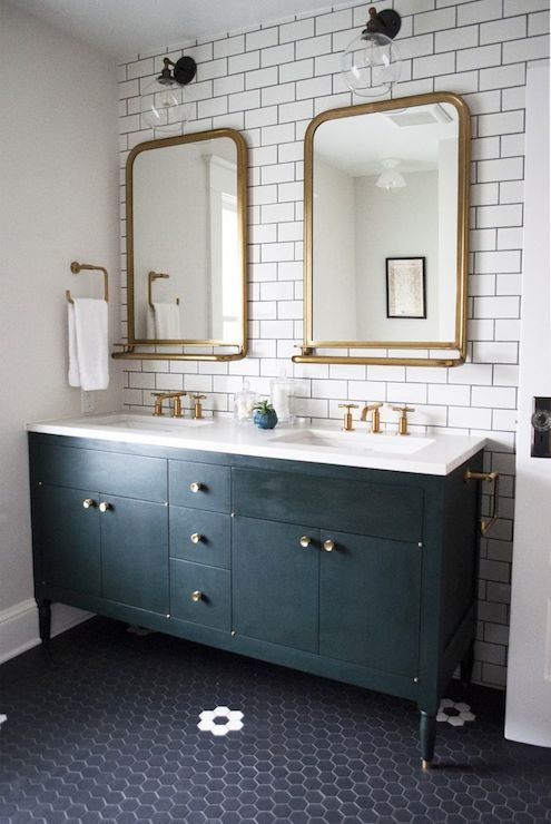 Gold Frame Bathroom Mirror
 sinks gold framed mirrors on subway tile with a little