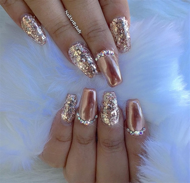 Gold Glitter Acrylic Nails
 The Biggest Nail Art Trends of 2017 NAILS Magazine