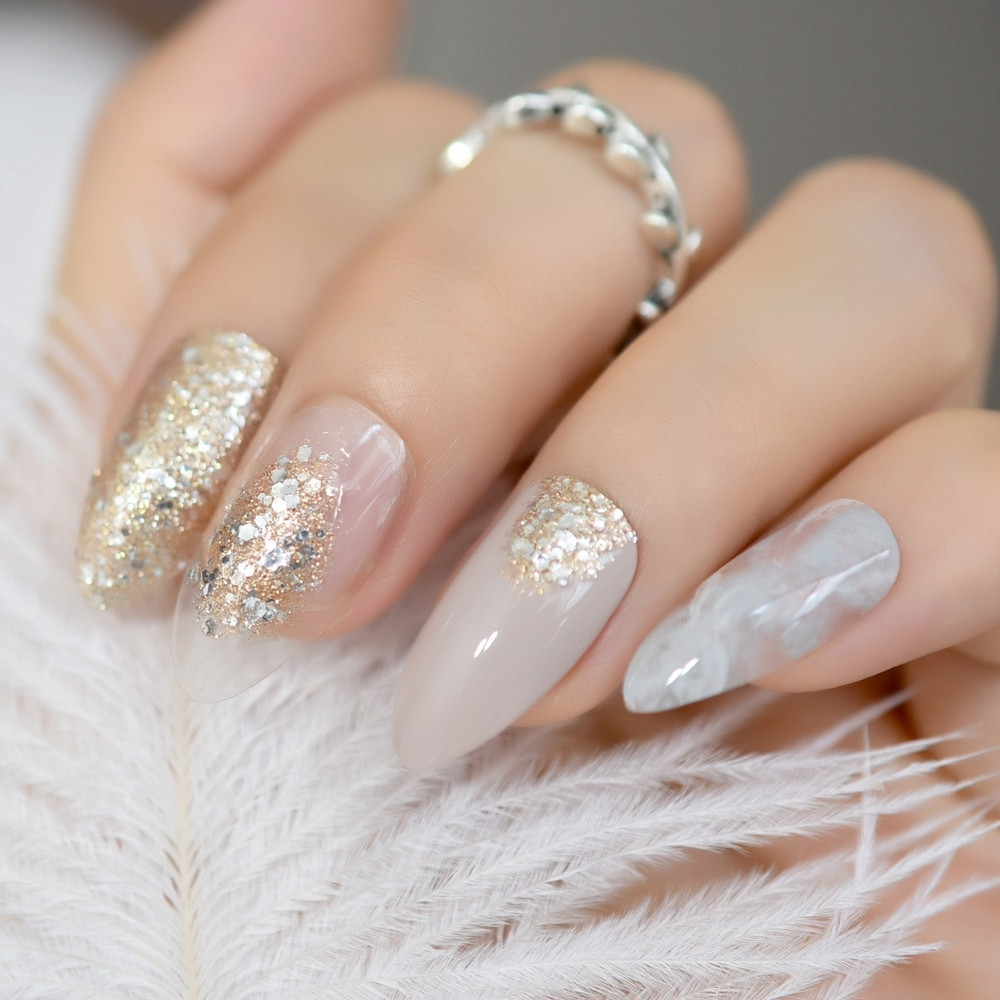 The 25 Best Ideas for Gold Glitter Acrylic Nails - Home, Family, Style ...