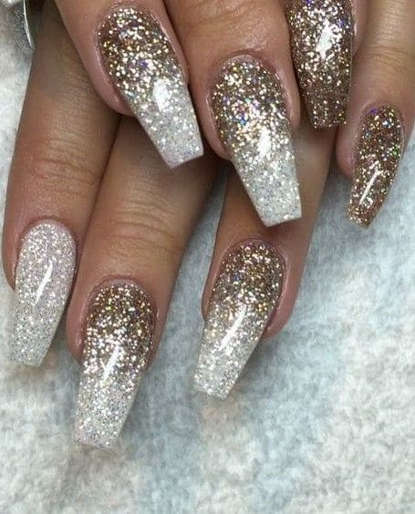 Gold Glitter Acrylic Nails
 3 Nail Designs with Glitter from the Subtle to the Bold