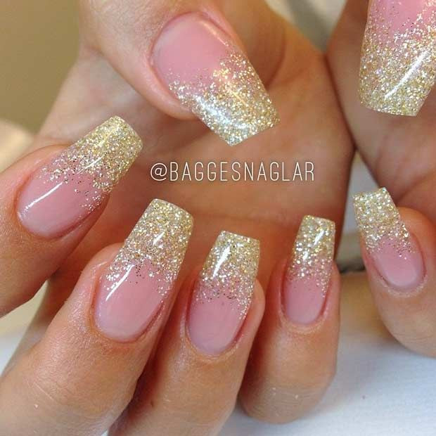 Gold Glitter Acrylic Nails
 31 Trendy Nail Art Ideas for Coffin Nails