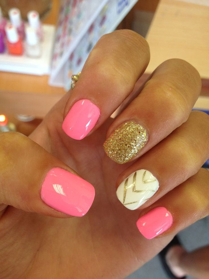 Gold Nail Designs For Acrylic Nails
 Pink and gold acrylic nails Nails in 2019