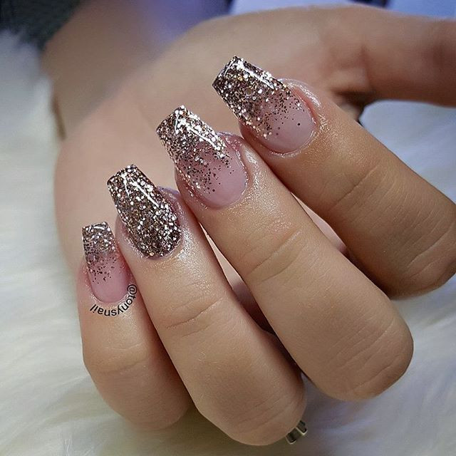 Gold Nail Designs For Acrylic Nails
 Rose gold glitter When people see my nails design